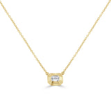 14K Gold Diamond Emerald Cut Necklace - 0.22 CT