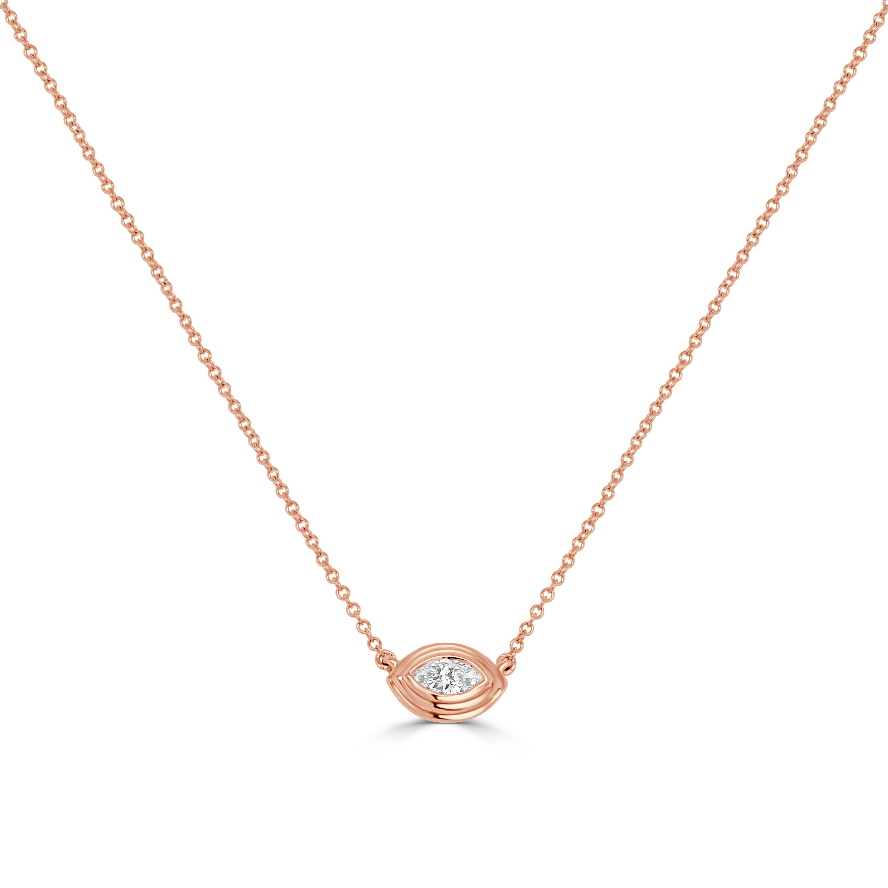 14K Gold Diamond Marquise Necklace - 0.18 CT