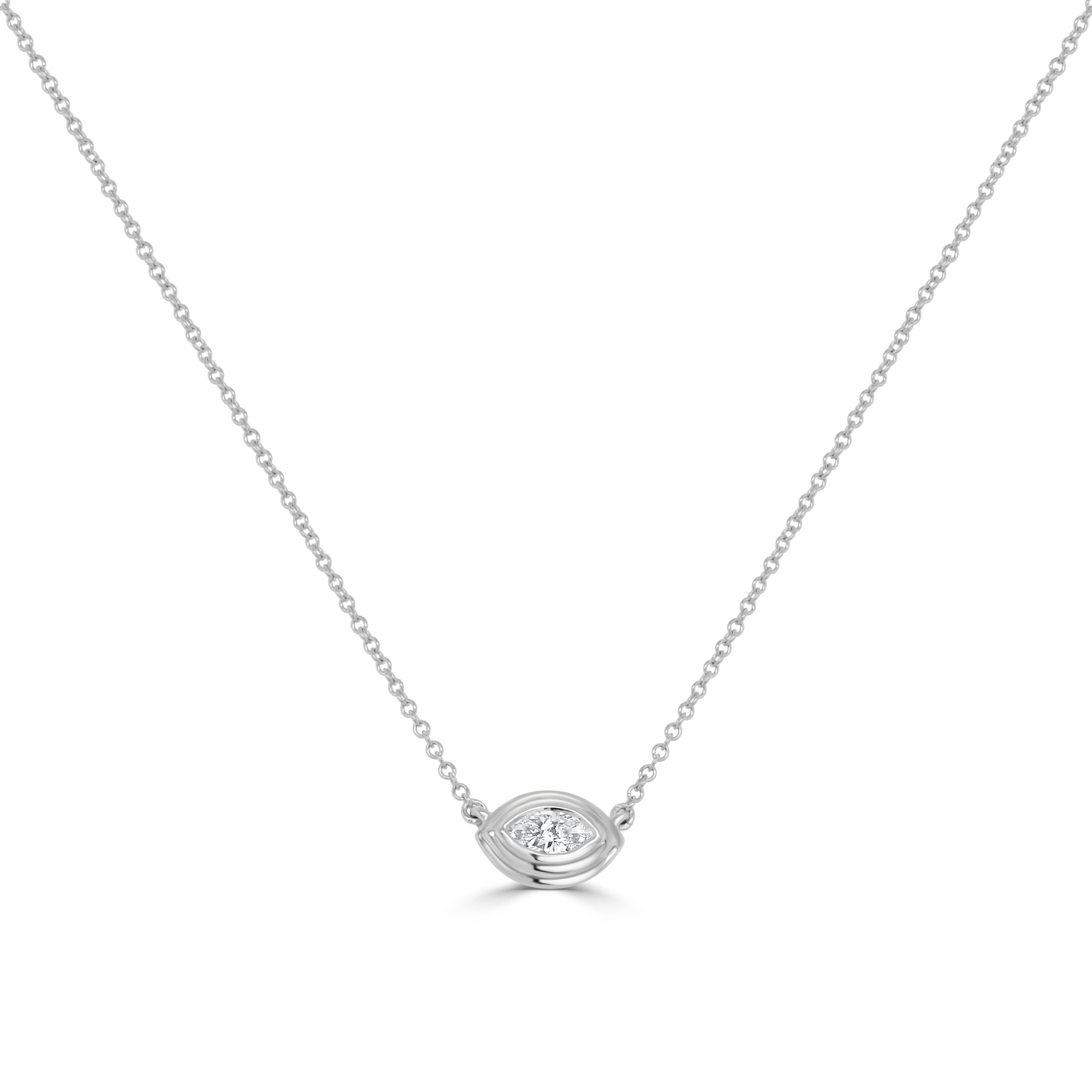 14K Gold Diamond Marquise Necklace - 0.18 CT