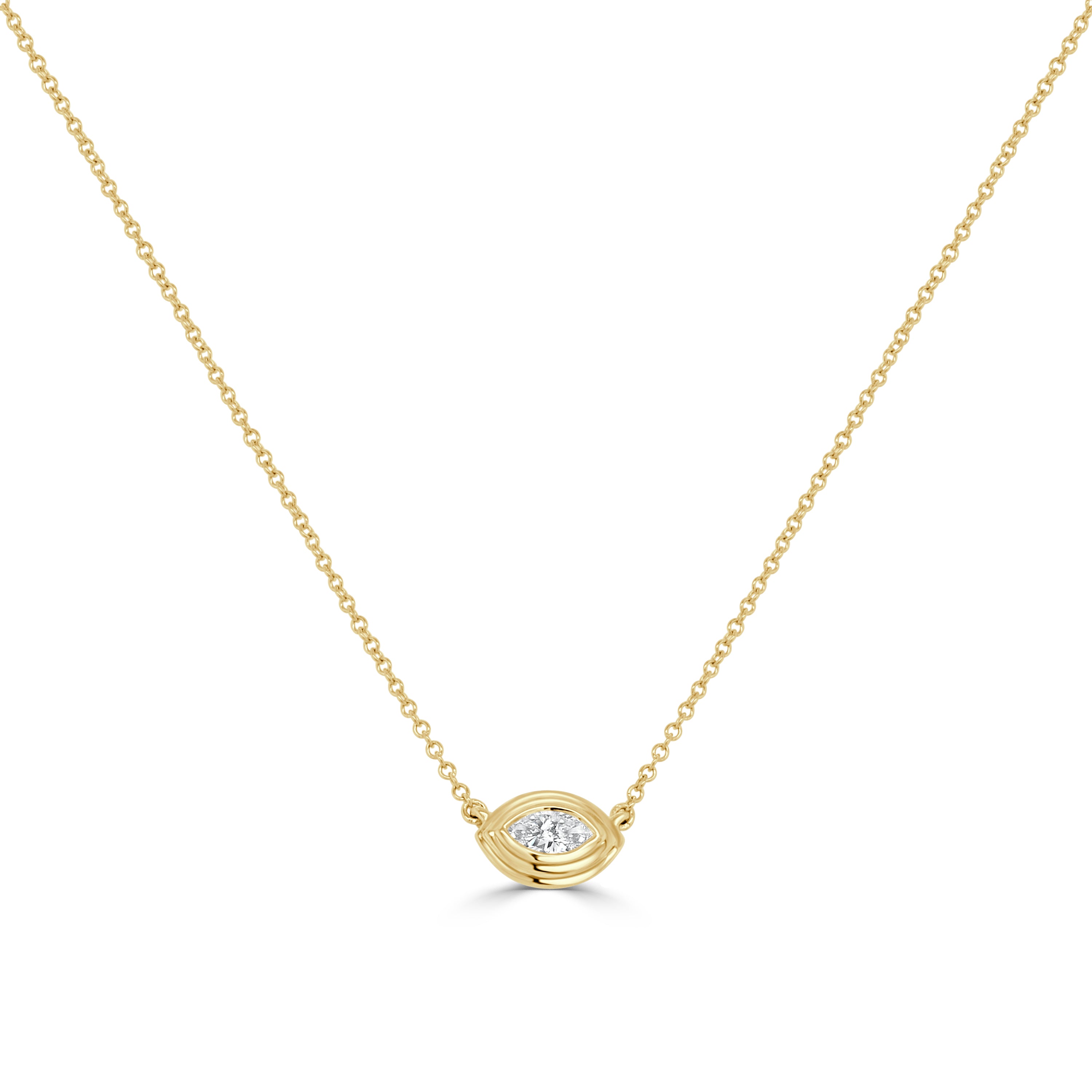 14K Gold Diamond Marquise Necklace - 0.18 CT