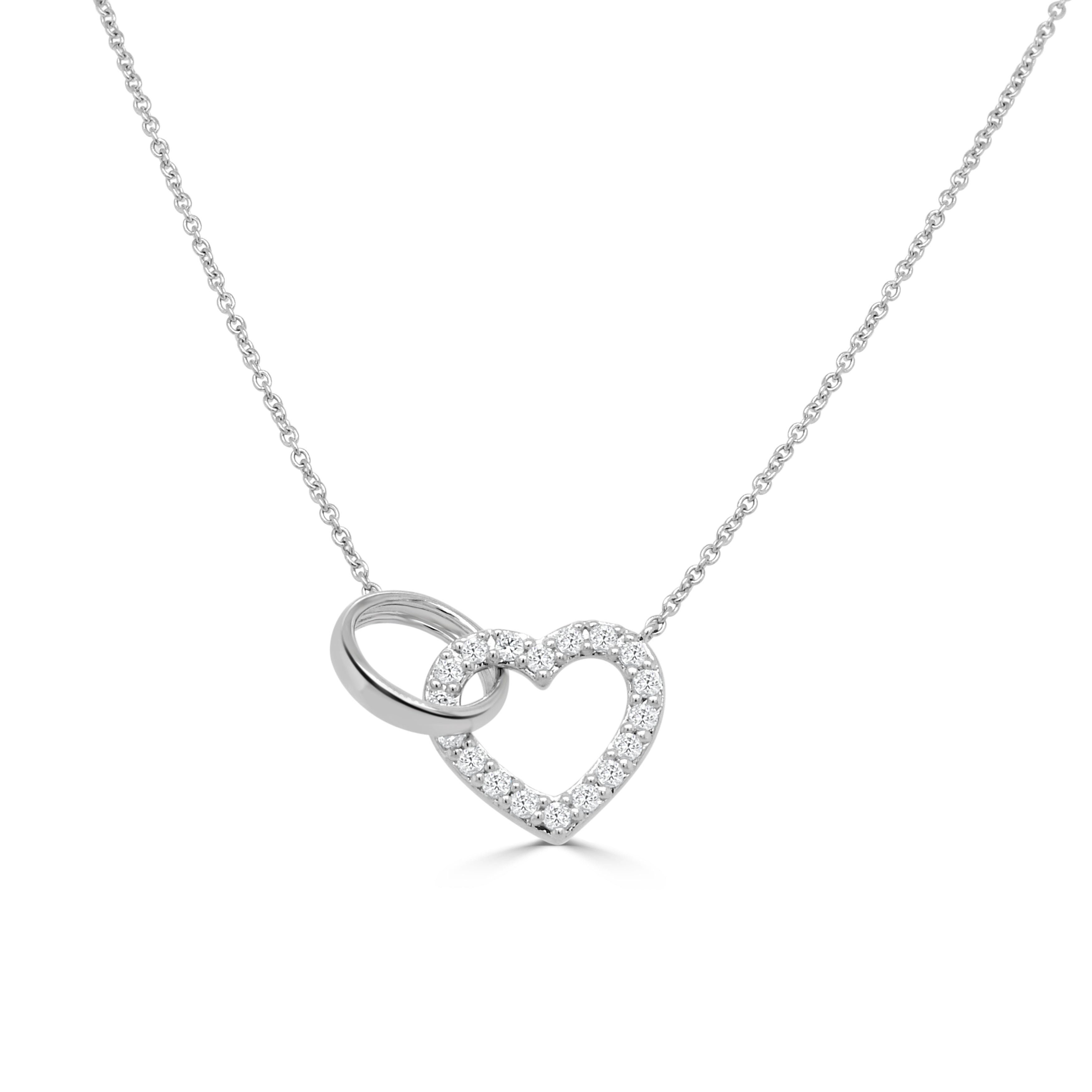14K Gold Diamond Heart Link Necklace - 0.33 CT