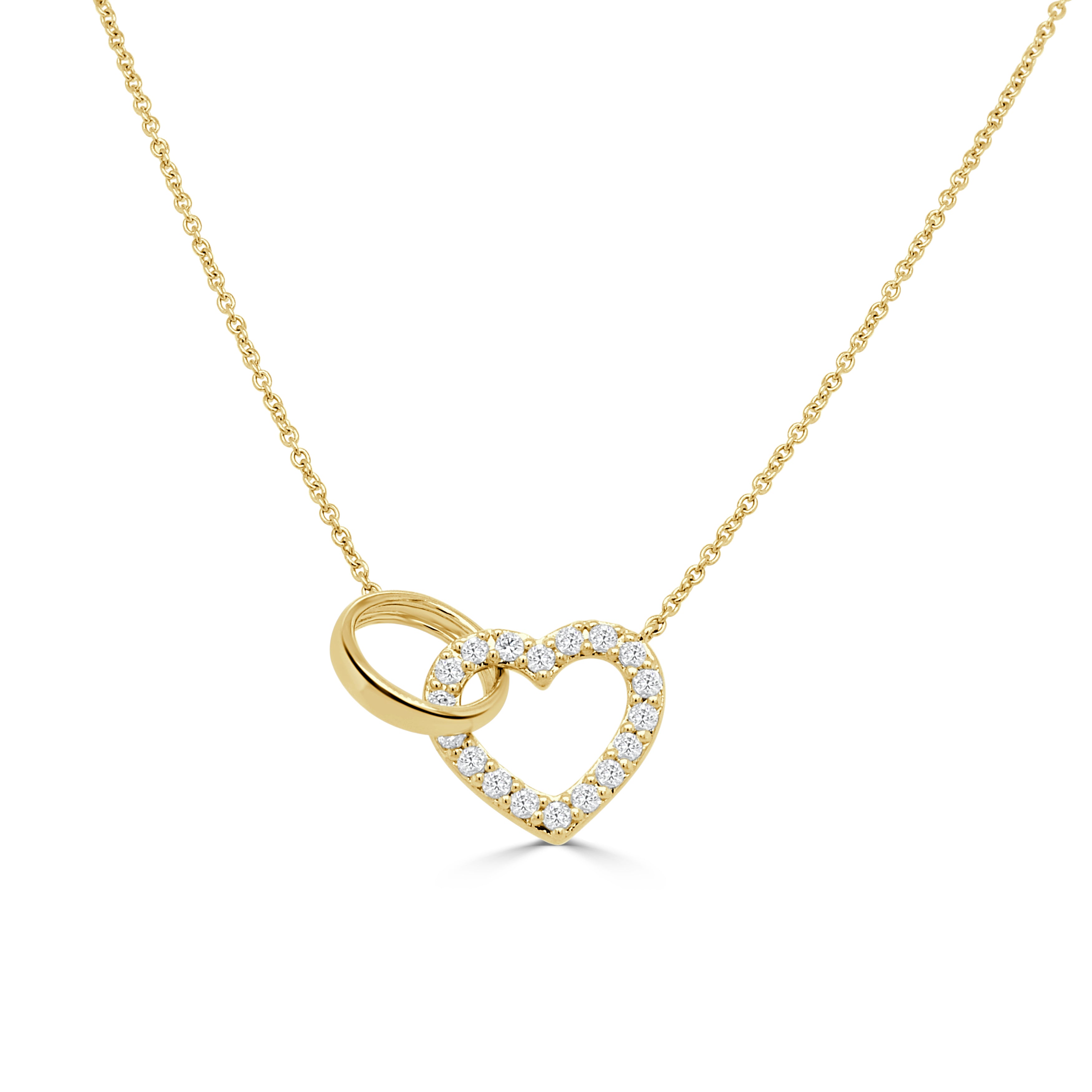 14K Gold Diamond Heart Link Necklace - 0.33 CT