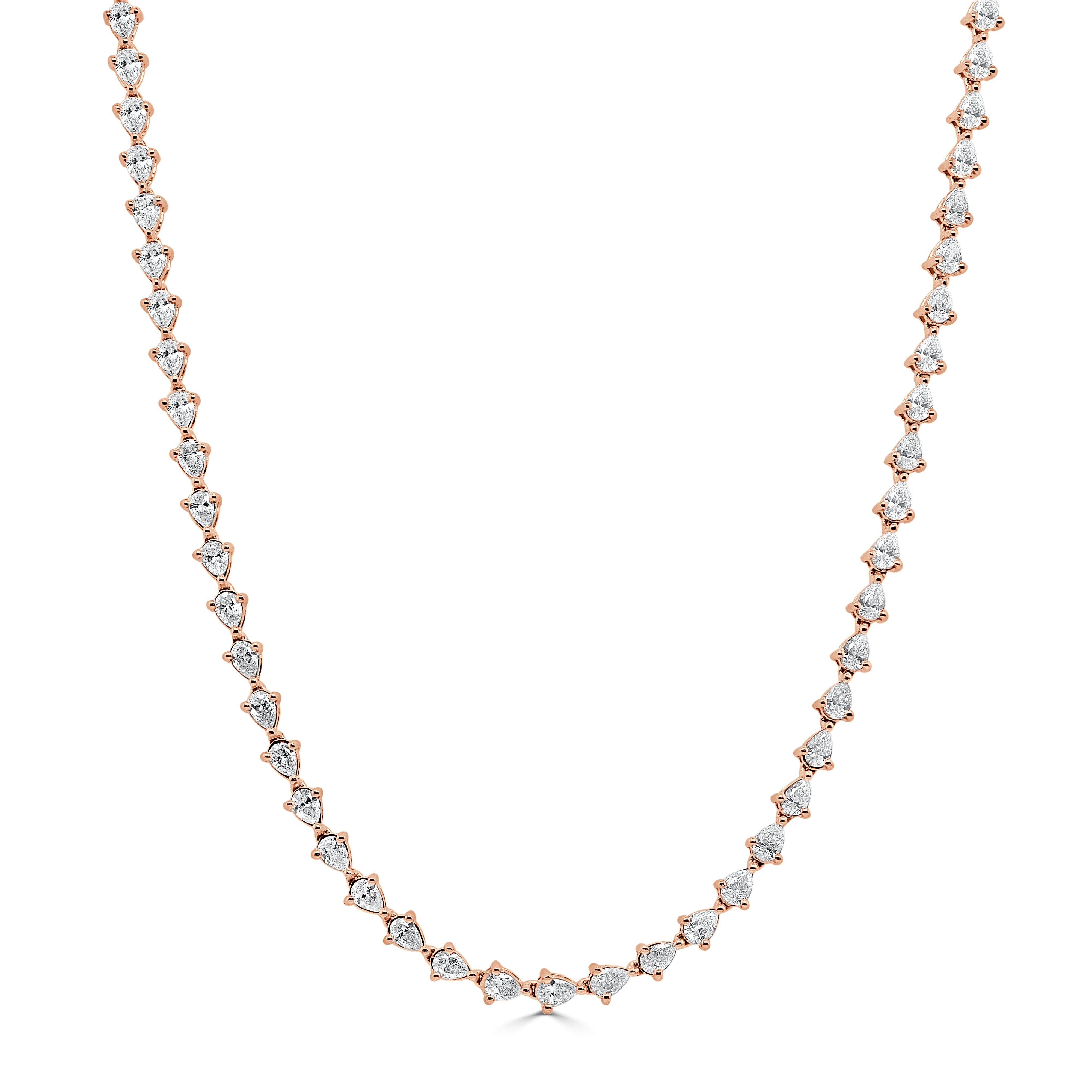 18K Gold & Pear Shape Shape Diamond Necklace - 6.21ct