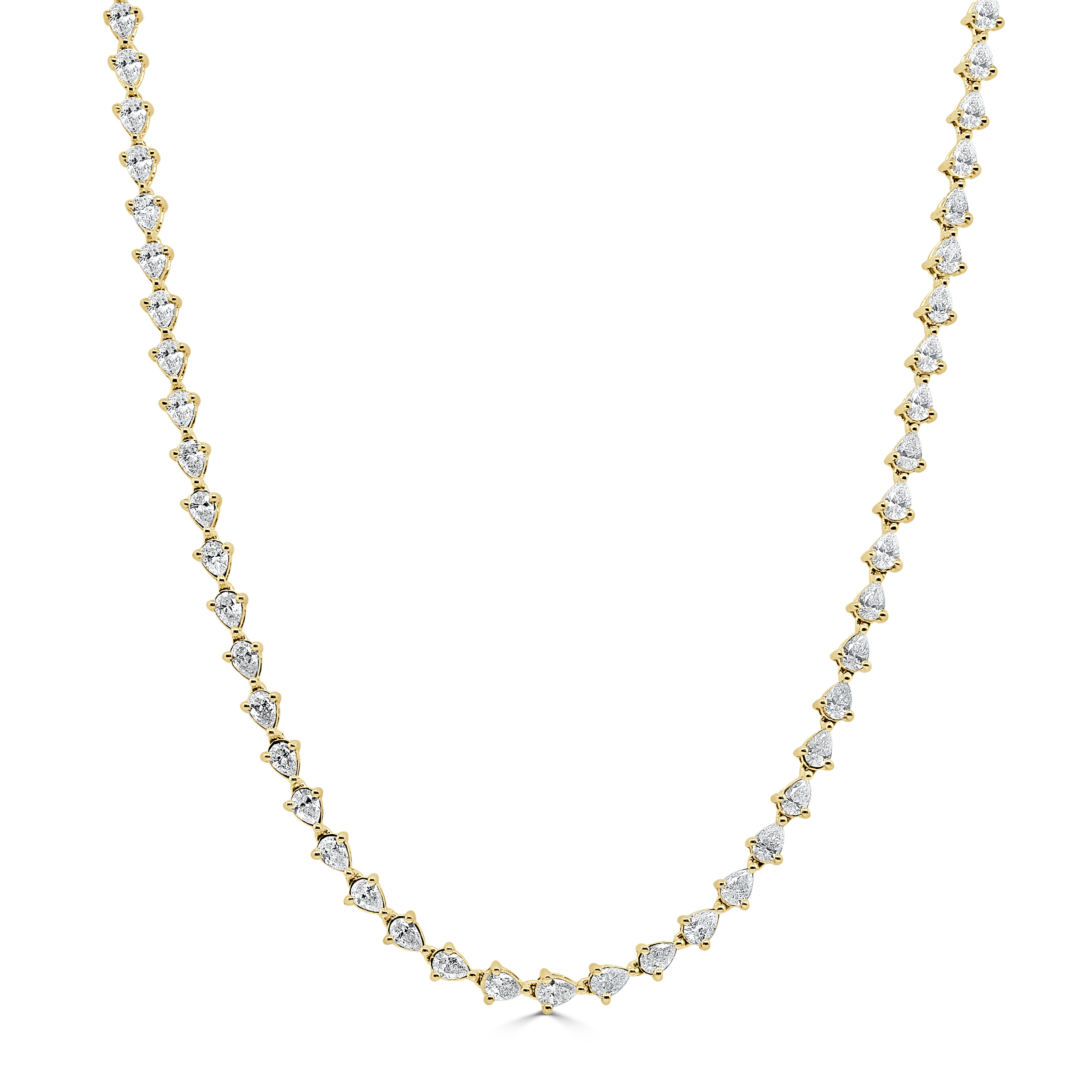 18K Gold & Pear Shape Shape Diamond Necklace - 6.21ct