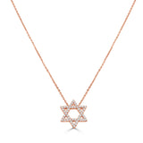 14K Gold Diamond Star of David Necklace - 0.22 CT