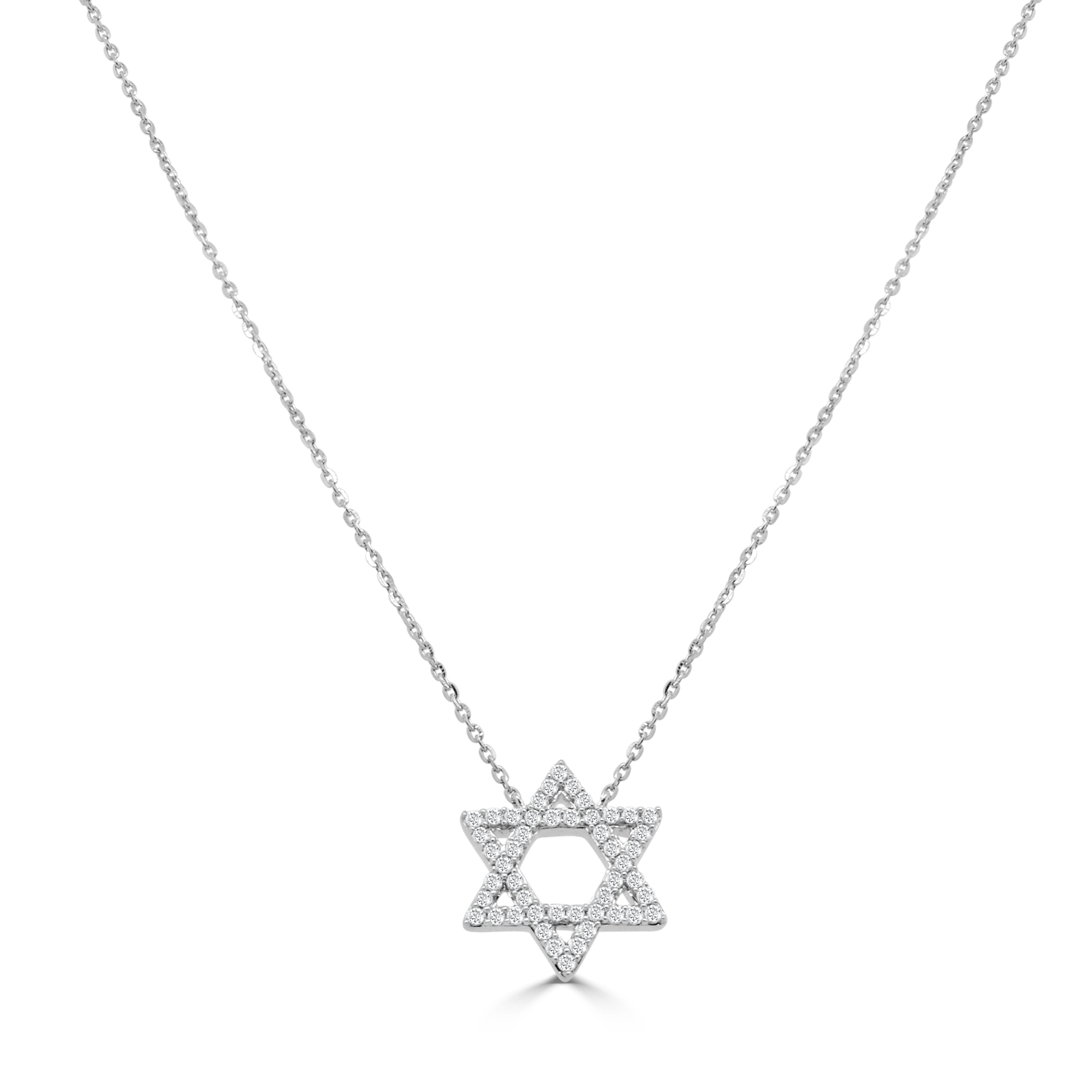14K Gold Diamond Star of David Necklace - 0.22 CT