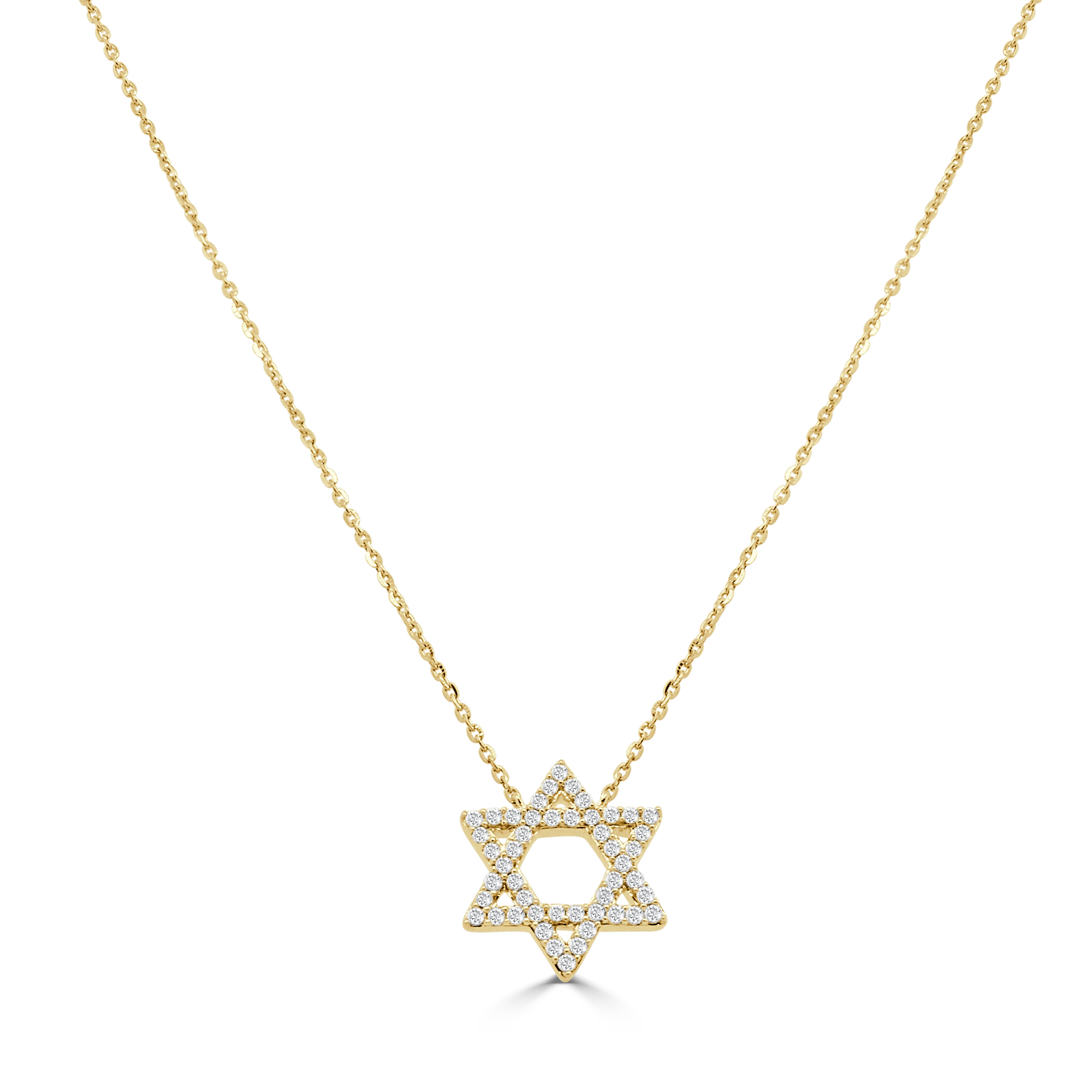 14K Gold Diamond Star of David Necklace - 0.22 CT