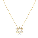14K Gold Diamond Star of David Necklace - 0.22 CT