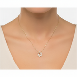 14K Gold Diamond Star of David Necklace - 0.22 CT