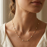 14K Gold Diamond Bezel Set Station Necklace - 0.29 CT