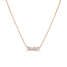 Load image into Gallery viewer, 14K Gold &amp; Baguette Diamond Bar Necklace