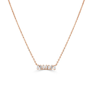 14K Gold & Baguette Diamond Bar Necklace