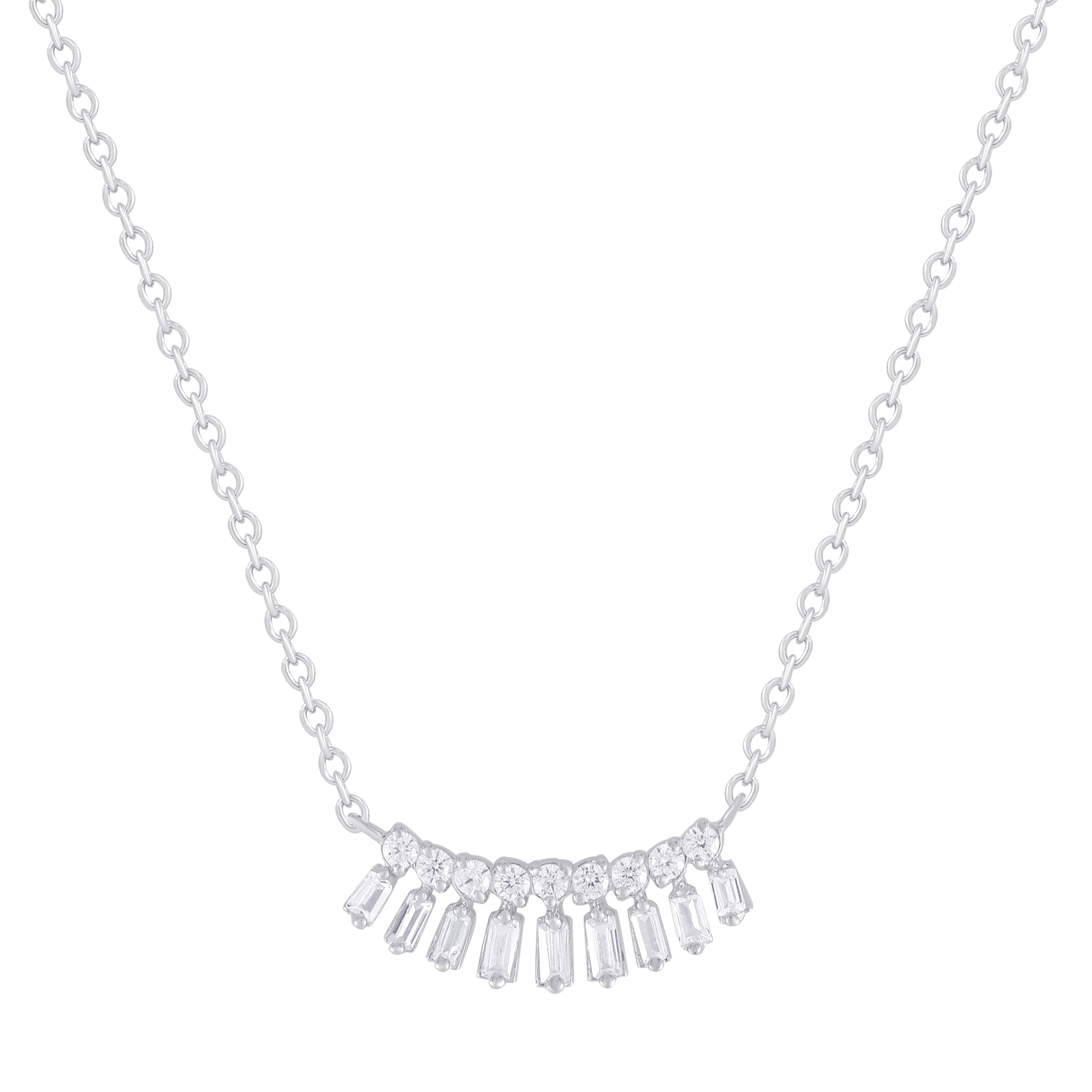 14K Gold & Baguette Diamond Necklace - 0.14ct