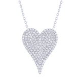 14K Gold & Diamond Pave Heart Necklace - 0.33ct