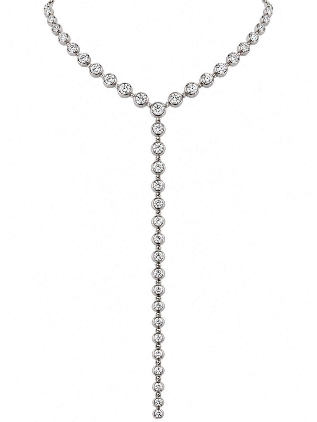 14K Gold Diamond Lariet Necklace in a Miracle Setting- 0.95 CT