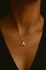 14K Gold Bubble Initial Necklace