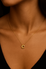 14K Gold Bubble Initial Necklace