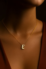 14K Gold Bubble Inital Necklace