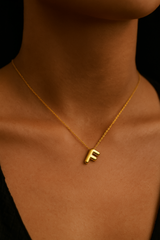 14K Gold Bubble Initial Necklace
