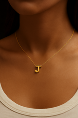 14K Gold Bubble Initial Necklace