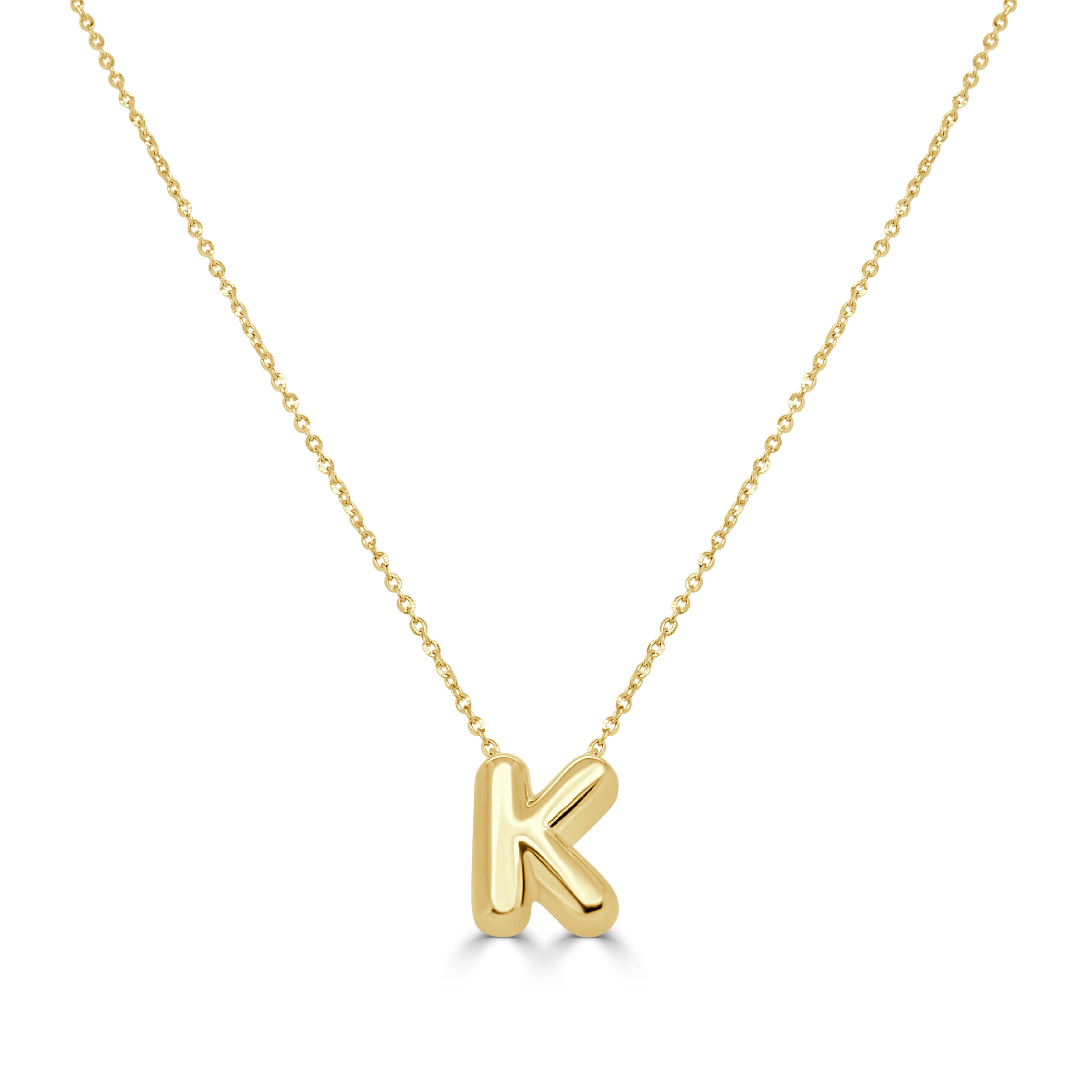 14K Gold Bubble Inital Necklace