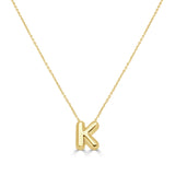 14K Gold Bubble Inital Necklace