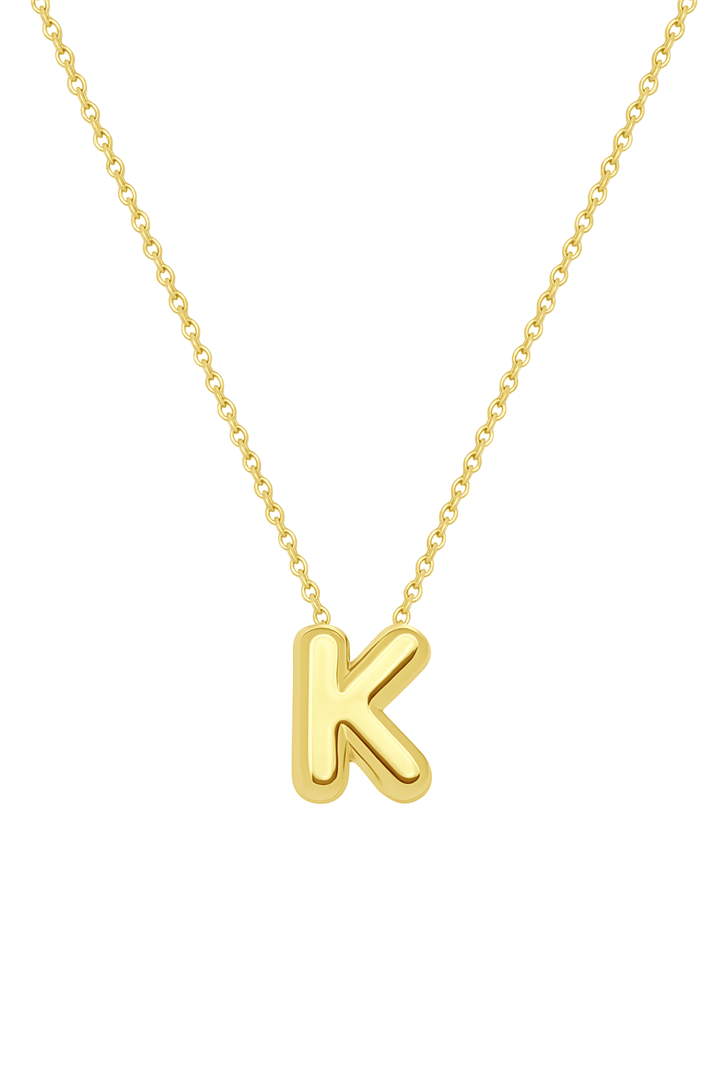 14K Gold Bubble Inital Necklace