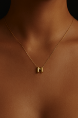 14K Gold Bubble Inital Necklaces