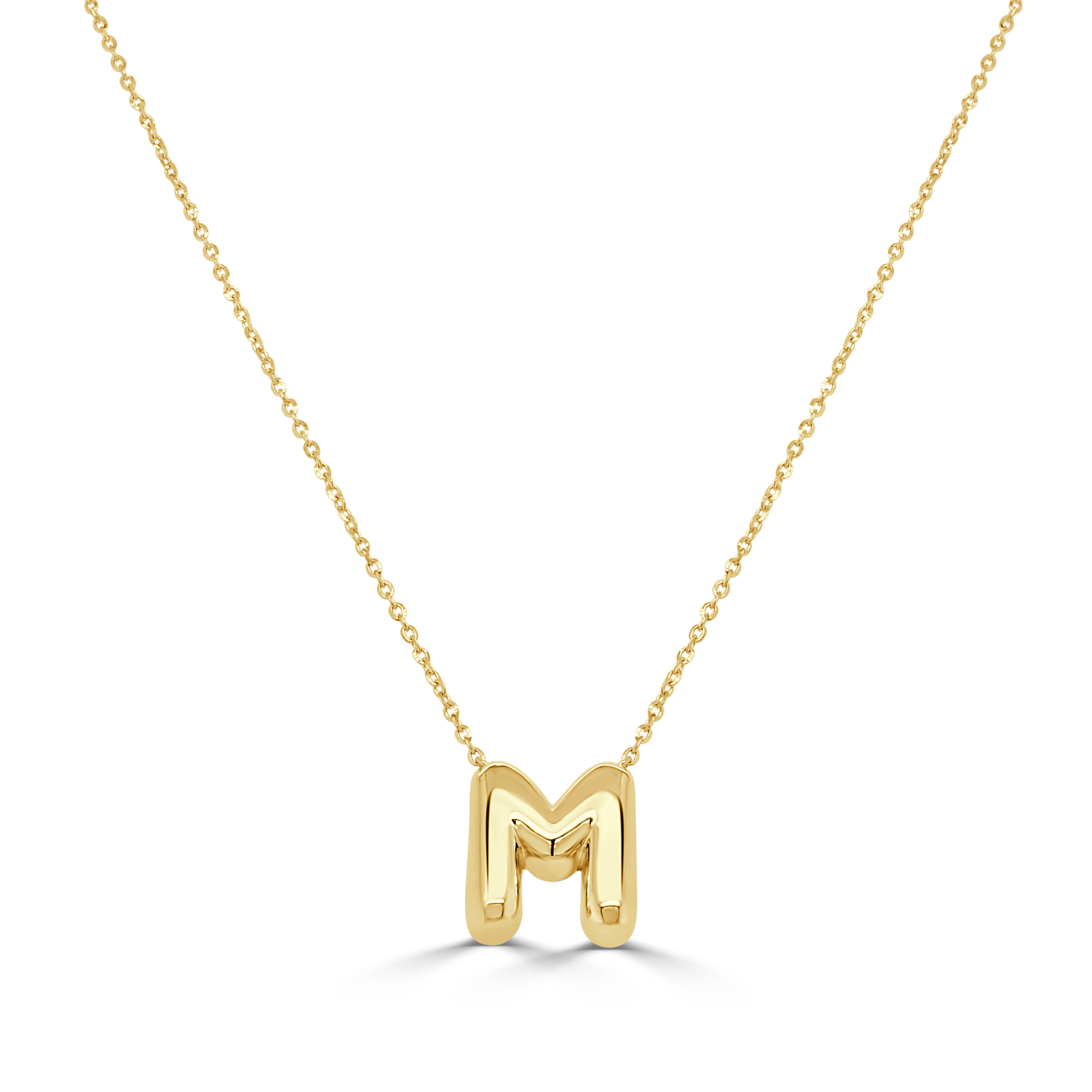 14K Gold Bubble Inital Necklaces