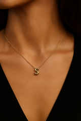 14K Gold Bubble Initial Necklace