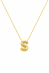 14K Gold Bubble Initial Necklace
