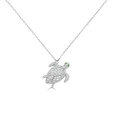 14K Gold Turtle Diamond & Emerald Necklace - 0.63 CT