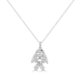 14K Gold Diamond & Emerald Fish Necklace - 0.14 CT