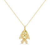 14K Gold Diamond & Emerald Fish Necklace - 0.14 CT