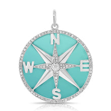 Load image into Gallery viewer, 14k Gold Diamond &amp; Turquoise Compass Charm
