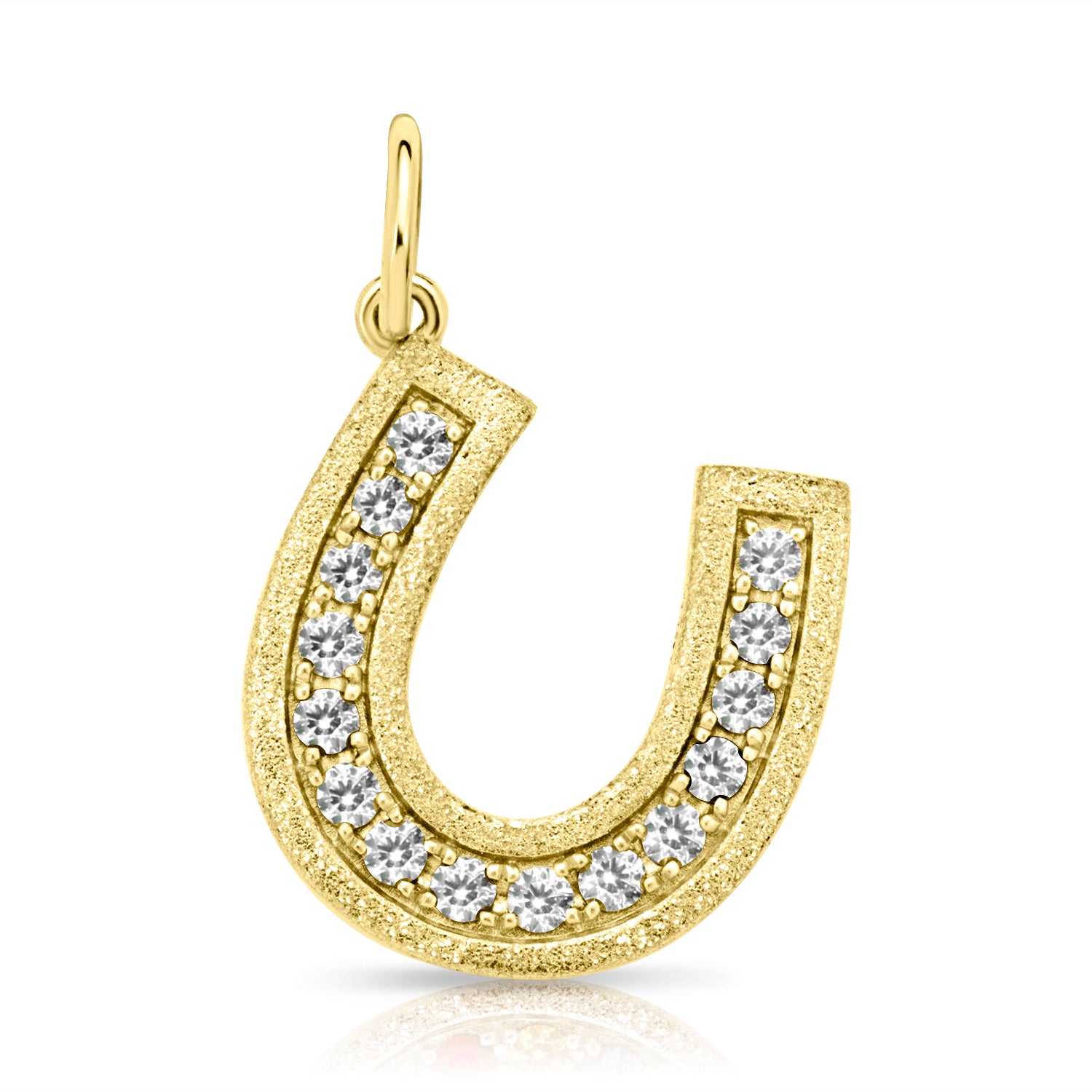 14K Gold Diamond Horseshoe Charm - 0.45 CT