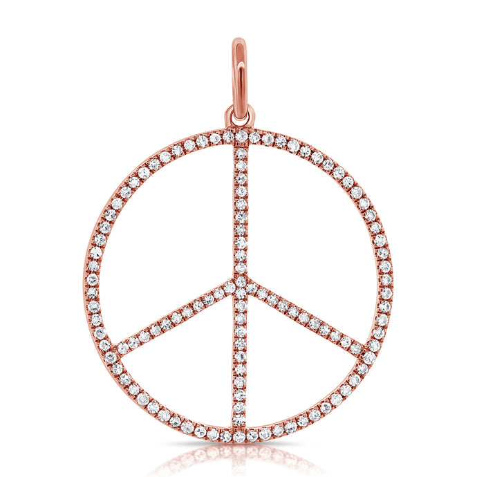14k Gold & Diamond Peace Sign Charm