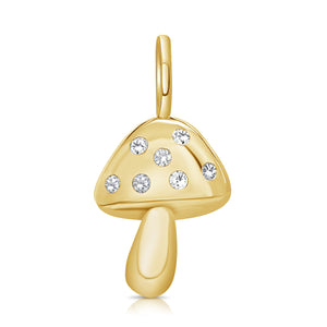 14k Gold & Diamond Mushroom Charm