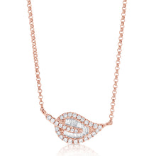 Load image into Gallery viewer, 14K Gold &amp; Baguette Diamond Leaf Necklace