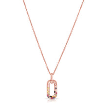 Load image into Gallery viewer, 14K Gold Multi-Color Sapphire &amp; Diamond Dangle Necklace