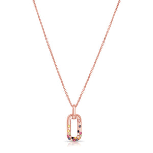 14K Gold Multi-Color Sapphire & Diamond Dangle Necklace