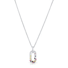 Load image into Gallery viewer, 14K Gold Multi-Color Sapphire &amp; Diamond Dangle Necklace