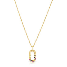 Load image into Gallery viewer, 14K Gold Multi-Color Sapphire &amp; Diamond Dangle Necklace