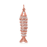 14K Gold Diamond Fish Charm - 0.34 CT
