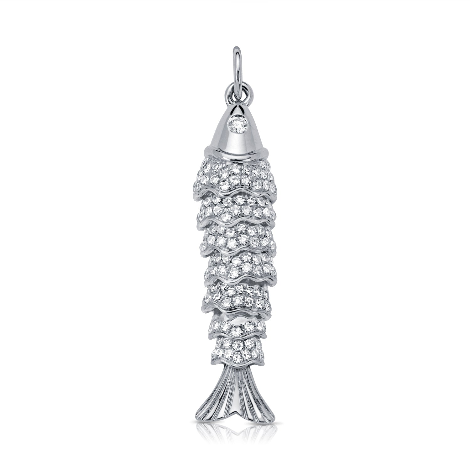 14K Gold Diamond Fish Charm - 0.34 CT