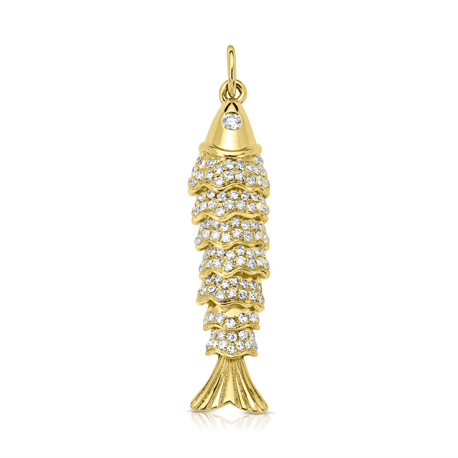 14K Gold Diamond Fish Charm - 0.34 CT
