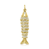 14K Gold Diamond Fish Charm - 0.34 CT