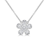14K Gold Pear Shape & Round Diamond Flower Necklace - 0.61ct