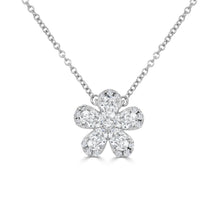 Load image into Gallery viewer, 14K Gold Pear Shape &amp; Round Diamond Flower Necklace