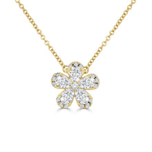 Load image into Gallery viewer, 14K Gold Pear Shape &amp; Round Diamond Flower Necklace